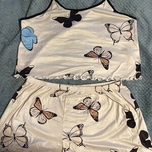 Butterfly print baby doll pajama set new